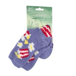 Airplus Aloe Cabin Socks Chaussettes Hydratantes - Violet Motif Popcorn - Pointure 35-41