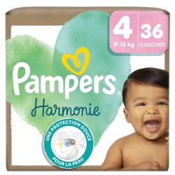 Pampers Harmonie Couches Bébé Taille 4 (9/14 kg) - 36 Couches