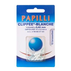 Papilli Clippée Brossettes Interdentaires - Blanche - 0,6mm - Lot de 10