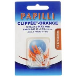 Papilli Clippée Orange Brossettes Interdentaires Coniques - 10 unités - 0,72mm