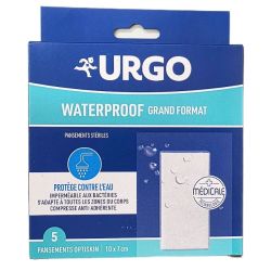Urgo Waterproof Grand Format - 5 Pansements 10 x 7 cm - Protection Étanche des Plaies