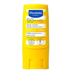 Mustela Famille Stick Solaire Haute Protection SPF50 - 9 ml - Zones sensibles, dès la naissance