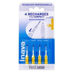 Inava Recharges Brossettes Interdentaires pour Trio Compact - 4 recharges - Taille 2 - 1mm