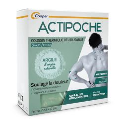 Actipoche Coussin Thermique Argile Multizones - 12.5 × 27cm - Soulagement polyvalent à chaud ou à froid