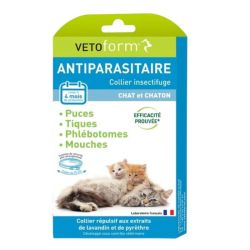 Vetoform Collier Antiparasitaire Chat et Chaton Protection Contre Les Parasites - 1 Collier de 35cm