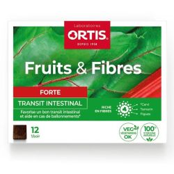 Ortis Fruits & Fibres Forte Transit Intestinal - 12 Cubes à Mâcher