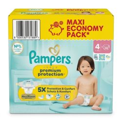 Pampers Premium Protection Taille 4 de 9 à 14kg - Maxi Economy Pack 92 Couches – Confort et protection