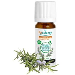 Puressentiel Huile Essentielle Romarin à Camphre Bio 10 ml – Soulage les douleurs musculaires, détend les articulations et stimule le foie