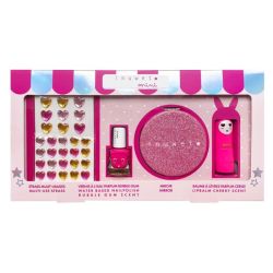 Inuwet Mini Coffret Glitter Rose Vernis Fushia Parfumé Fraise & Baume à Lèvres Rosé Parfumé Cerise
