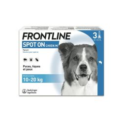 Frontline Spot-On Antiparasitaire Chien M de 10 à 20 kg - 3 Pipettes