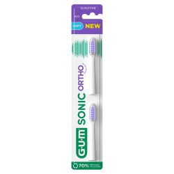 Gum Sonic Ortho Brossettes de Rechange - 2 pièces - Pour Brosse à Dents Sonic Souple