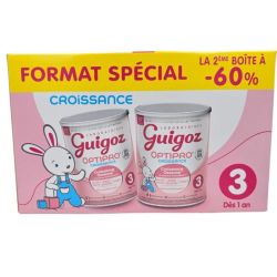 Guigoz Optipro Croissance Lait 3ème Âge Dès 12 Mois BiPack 2x780g Format Spécial la 2e boîte à - 60% – Développement et immunité