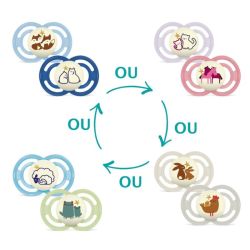 Mam Perfect Nuit 2 Sucettes Animaux Phosphorescentes - 18 mois et +