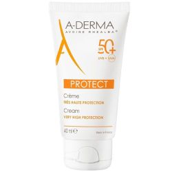A-Derma Protect Crème Très Haute Protection SPF 50+ - 40 ml - Délicatement parfumé, non collant, résistant à l'eau