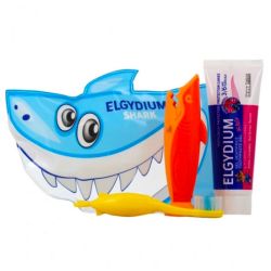 Elgydium Trousse Voyage Shark - 1 Brosse à Dents Shark + 1 Dentifrice Grenadine 50ml