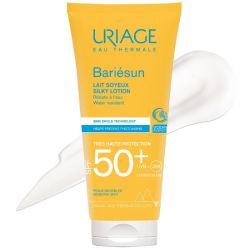 Uriage Bariésun - Lait Solaire Soyeux SPF 50+ 100ml - Résiste à l'eau, pour peaux sensiblex, texture onctueuse