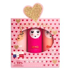 Inuwet Coffret Trio Baumes à Lèvres Bisous d'Amour Pêche, Cerise & Vanille-Coco