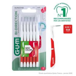 GUM Bi-Direction Brossette Interdentaire Taille 1 0.8 mm 6 unités - Hygiène bucco-dentaire quotidienne