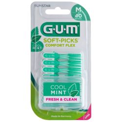 GUM Soft-Picks Comfort Flex Mint - 40 Bâtonnets Interdentaires Medium