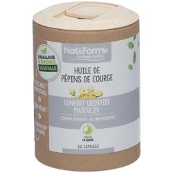 Nat&Form Huile de Pépin de Courge Bio - 60 gélules - Prostate, confort urinaire et bien-être masculin