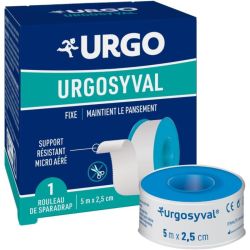 Urgo Syval Sparadrap Résistant Blanc - 5 m x 2,5 cm - 1 unité - Fixation durable et maintien sécurisé