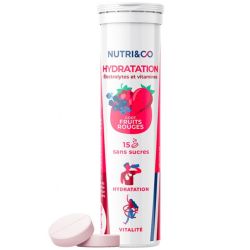Nutri&Co Hydratation Électrolytes et Vitamines - 15 Comprimés Effervescents - Goût : Fruits Rouge - Équilibre hydrique et performance