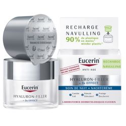 Eucerin Hyaluron-Filler + 3x Effect - Soin de Nuit - Peau Sèche - Recharge de 50ml