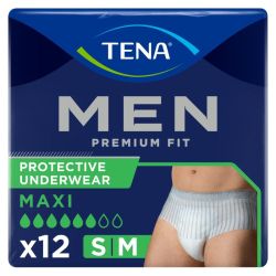 TENA MEN Premium Fit Level 4 - Taille S/M - 12 Protections pour Homme - Slip Absorbant Jetable