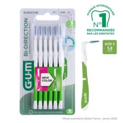 GUM Bi-Direction Brossette Interdentaire Taille 3 1.2 mm 6 unités - Hygiène bucco-dentaire quotidienne