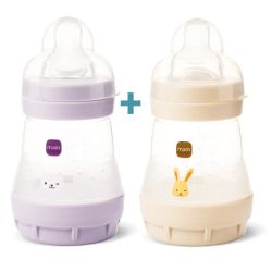 MAM Biberon Easy Start Anti-colique 160ml 0+ mois Sable et Lilas Lot de 2 – Réduction des coliques