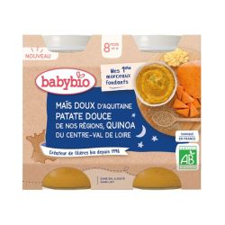 Babybio Bonne Nuit Petit Pot Maïs Patate Douce Quinoa 8 mois - 2 x 200g