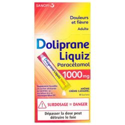 DolipraneLiquiz Paracétamol 1000 mg - Suspension Buvable - 8 sachets