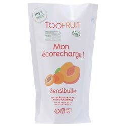 Toofruit Sensibulle Gelée de Douche - Écorecharge 400ml - Abricot-Pêche - Nettoie la peau sensible des enfants