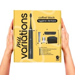MyVariations Coffret-Cadeau Brosse à Dents Électrique Onyx-Black + 4 Accessoires