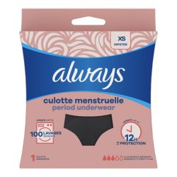 Always Culotte de Règles Lavable - Flux Moyen à Abondant - Taille XS - 1 unité