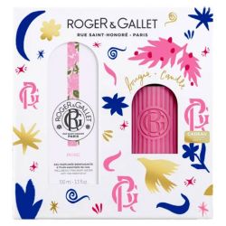 Roger & Gallet Coffret Rose - Eau Parfumée Bienfaisante 100 ml + Bougie 75g OFFERTE