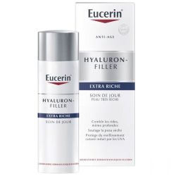 Eucerin Hyaluron-Filler Extra Riche Soin de Jour 50 ml - Comble les rides, hydrate et apaise la peau sèche