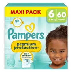 Pampers Premium Protection Taille 6 / 13-18kg - 60 Couches Maxi Pack - Confort supérieur, ultra-absorbant
