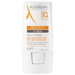 A-Derma Protect X-Trem Stick Invisible SPF50+ - 8 g - Protection ciblée pour les zones fragiles