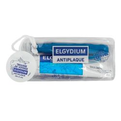 Elgydium Trousse de Voyage Adulte - 1 Brosse à Dents + 1 Dentifrice Anti-Plaque 50ml
