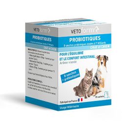 Vetoform Probiotiques Chien et Chat - Confort & Équilibre Digestif - 15 Sachets