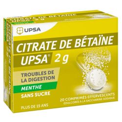 UPSA Citrate de Betaïne Menthe - Sans Sucre - 20 Comprimés Effervescents
