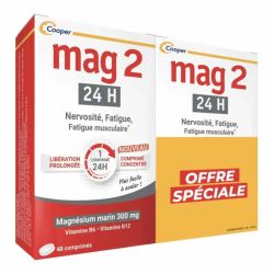 Cooper Mag2 24H Magnesium Nervosité, Fatigue et Fatigue Musculaire - 2 x 40 Comprimés