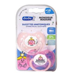 Dodie Sucette Anatomique Silicone +18 mois Monsieur Madame - 2 Sucettes