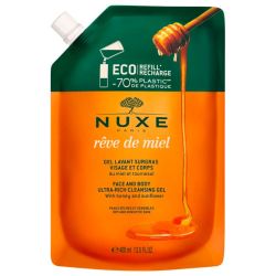 Nuxe Rêve de Miel Gel Lavant Surgras - Éco-Recharge 400 ml - Douceur et respect des peaux sensibles