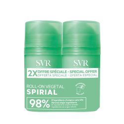 SVR Spirial Déodorant 24h Végétal Roll-On - Lot de 2 x 50 ml - Protection Naturelle Peaux Sensibles