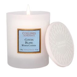 Collines de Provence Bougie Parfumée Coton Blanc 180g – Senteur fraîche et poudrée