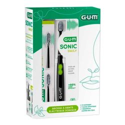 Gum Coffret Sonic Daily - Brosse à Dents Électrique - Couleur Noir - 1 pièce