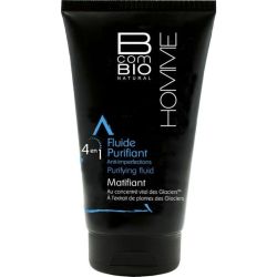 BcomBIO Homme Fluide Purifiant Matifiant Bio - 50ml - Corrige les imperfections et matifie