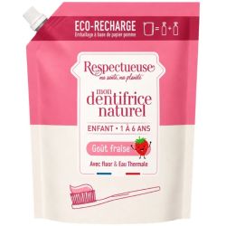 Respectueuse Dentifrice Naturel Enfants Goût Fraise Recharge 150ml – Protection et dents de lait